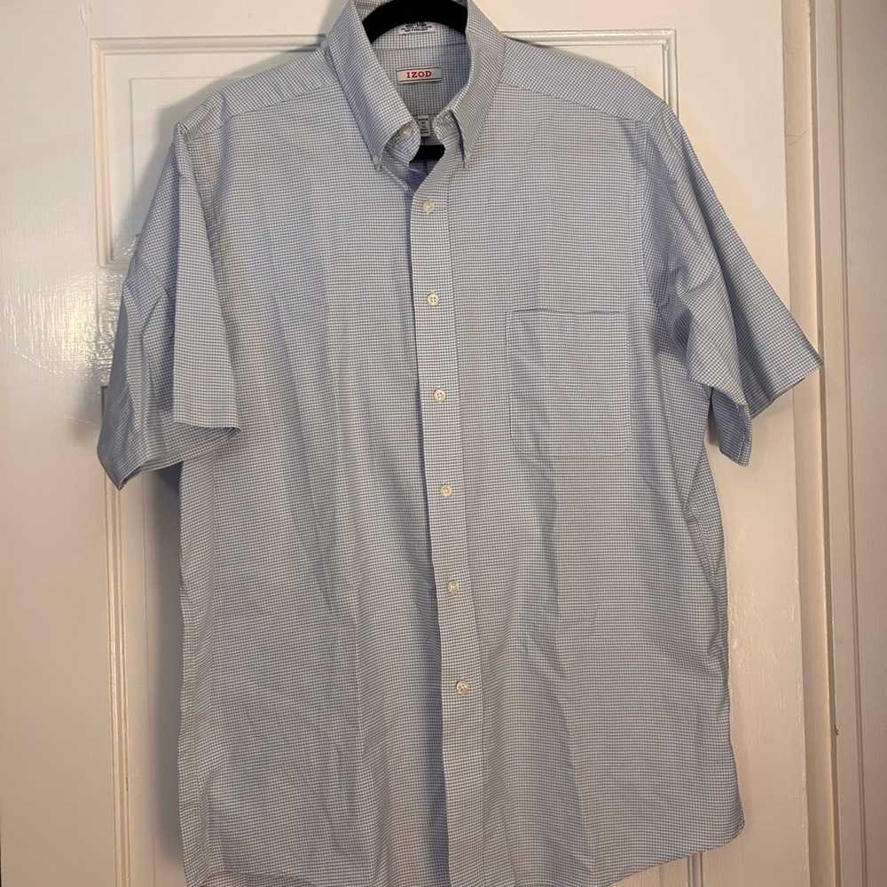 Izod Light Blue Checkered Men's Shirt